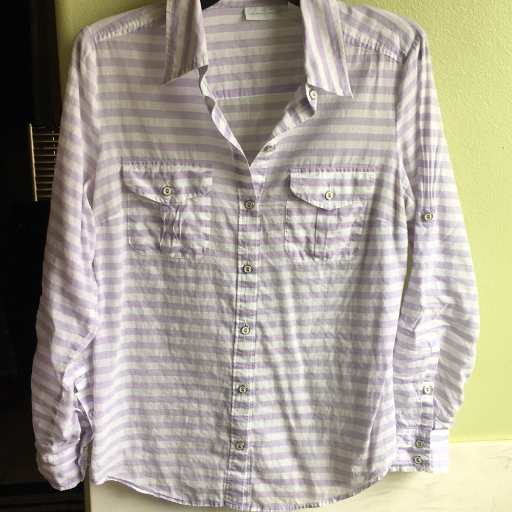 New York & Company Stripe Button Down Shirt